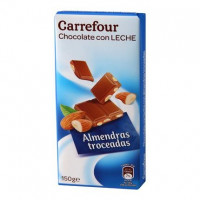 Chocolate con leche y almendras troceadas Classic´ Carrefour sin gluten 150 g.