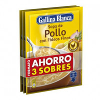 Sopa de pollo con fideos Gallina Blanca pack de 3 unidades de 72 g.