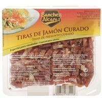 Tiras de jamón curado SANCHEZ ALCARAZ, tarrina 150 g