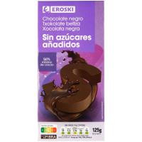 Chocolate negro sin azúcar EROSKI, tableta 125 g