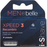 Recambio de maquinilla 3 hojas MEN BY BELLE, pack 4 uds Recambio de maquinilla 3 hojas MEN BY BELLE, pack 4 uds