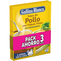 Sopa de pollo con fideos GALLINA BLANCA, pack 3x71 g