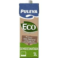 Leche semidesnatada ecológica PULEVA, brik 1 litro