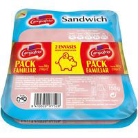 Jamón York cocido para sandwich CAMPOFRÍO, pack 2x150 g