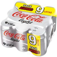 Refresco de cola sin azúcar COCA COLA LIGHT, pack 9x33 cl Refresco de cola sin azúcar COCA COLA LIGHT, pack 9x33 cl