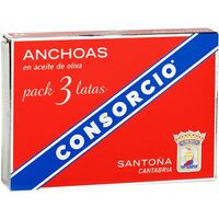 Filete de anchoa en aceite de oliva CONSORCIO, pack 3x29 g