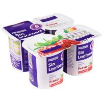 Preparado lácteo sin lactosa sabor fresa EROSKI, pack 4x125 g Preparado lácteo sin lactosa sabor fresa EROSKI, pack 4x125 g