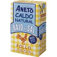 Caldo natural de pollo bajo en sal ANETO, brik 1 litro Caldo natural de pollo bajo en sal ANETO, brik 1 litro