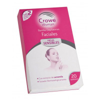 Bandas depilatorias faciales CROWE 20 u + 2 toallitas limpiadoras