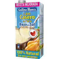 Caldo casero GALLINA BLANCA de pollo bajo en sal 100 % natural 1 l Caldo casero GALLINA BLANCA de pollo bajo en sal 100 % natural 1 l