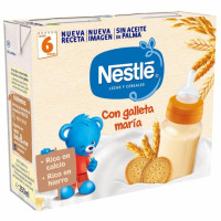 Papilla infantil desde 6 meses galleta maría líquida Nestlé pack de 2 unidades de 250 ml.