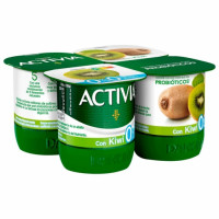 Bífidus desnatado con kiwi DANONE Activia sin azúcar añadido pack de 4 unidades de 120 g.