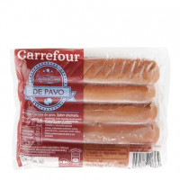 Salchichas cocidas y ahumadas de pavo Carrefour 200 g.