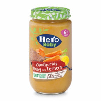 Tarrito de zanahorias baby con ternera desde 6 meses Hero Baby sin gluten 235 g.