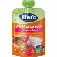 Yogur infantil de yogurín con manzana y fresa sin azúcar añadido Hero Mi Merienda 100 g.
