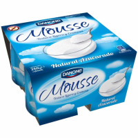 Mousse natural azucarado DANONE pack de 4 unidades de 65 g.
