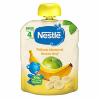 Bolsita de plátano y manzana desde 4 meses Nestlé sin gluten y sin azúcar añadido 90 g.