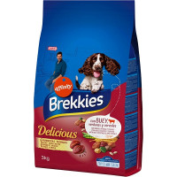 BREKKIES Delicious pienso para perros adultos con buey verduras y cereales bolsa 3 kg