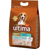 ULTIMA Medium Maxi Light pienso para perros adultos medianos y grandes con pollo bolsa 3 kg