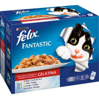 FELIX Fantastic selección de carnes en gelatina para gatos 12 sobres 85 g
