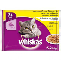 WHISKAS comida húmeda en gelatina para gatos senior selección de aves 4 sobres 85 g
