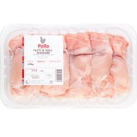Filete de contramuslo de pollo sin piel EROSKI, bandeja aprox. 600 g