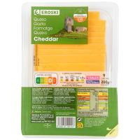 Queso Cheddar EROSKI, lonchas, bandeja 200 g