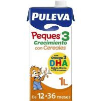 Leche de crecimiento con cereales PULEVA PEQUES 3, brik 1 litro