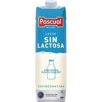 Leche semidesnatada sin lactosa PASCUAL, brik 1 litro