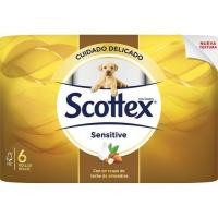 Papel higiénico sensitive SCOTTEX, paquete 6 rollos