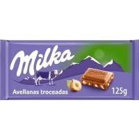 Chocolate con leche-avellanas MILKA, tableta 125 g