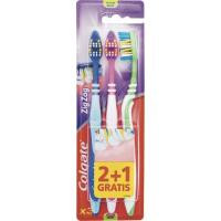 Cepillo dental Zig Zag medio COLGATE, pack 3 uds