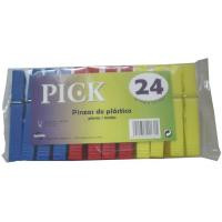 Pinzas para tender la ropa de plástico 75mm TARRES, paquete 24 uds