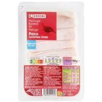 Pechuga de pavo reducida en sal EROSKI, bandeja 150 g
