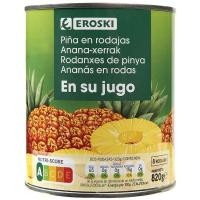 Piña en rodajas en su jugo EROSKI, lata 490 g