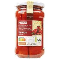 Pimiento de piquillo entero EROSKI, frasco 225 g