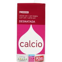 Leche desnatada calcio EROSKI, brik 1 litro