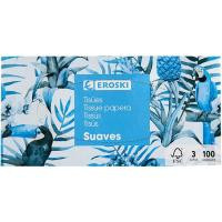 Pañuelo facial suave EROSKI, caja 100 uds