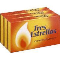 Fósforo extra largo TRES ESTRELLAS, caja 3 unid.