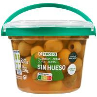Aceitunas manzanilla sin hueso EROSKI, frasco 250 g