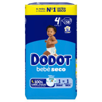 Pañal DODOT bebé seco Talla 4 58 u