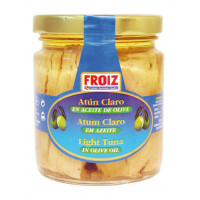 Atún claro FROIZ en aceite de oliva cristal 140 g