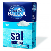 Sal marina LA BALLENA fina caja 1 kg