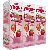 Yogur líquido de fresa-plátano EROSKI, pack 4x180 g